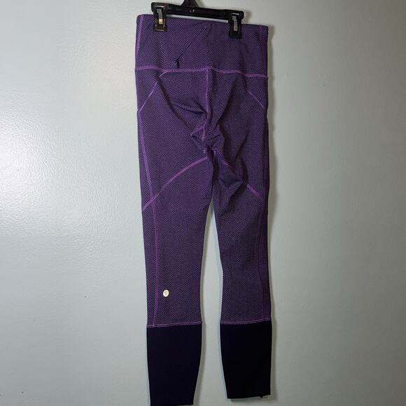 Lululemon Women's Rebel Runner Crop Giant Herringbone Black Grape Purple - Picture 7 of 11